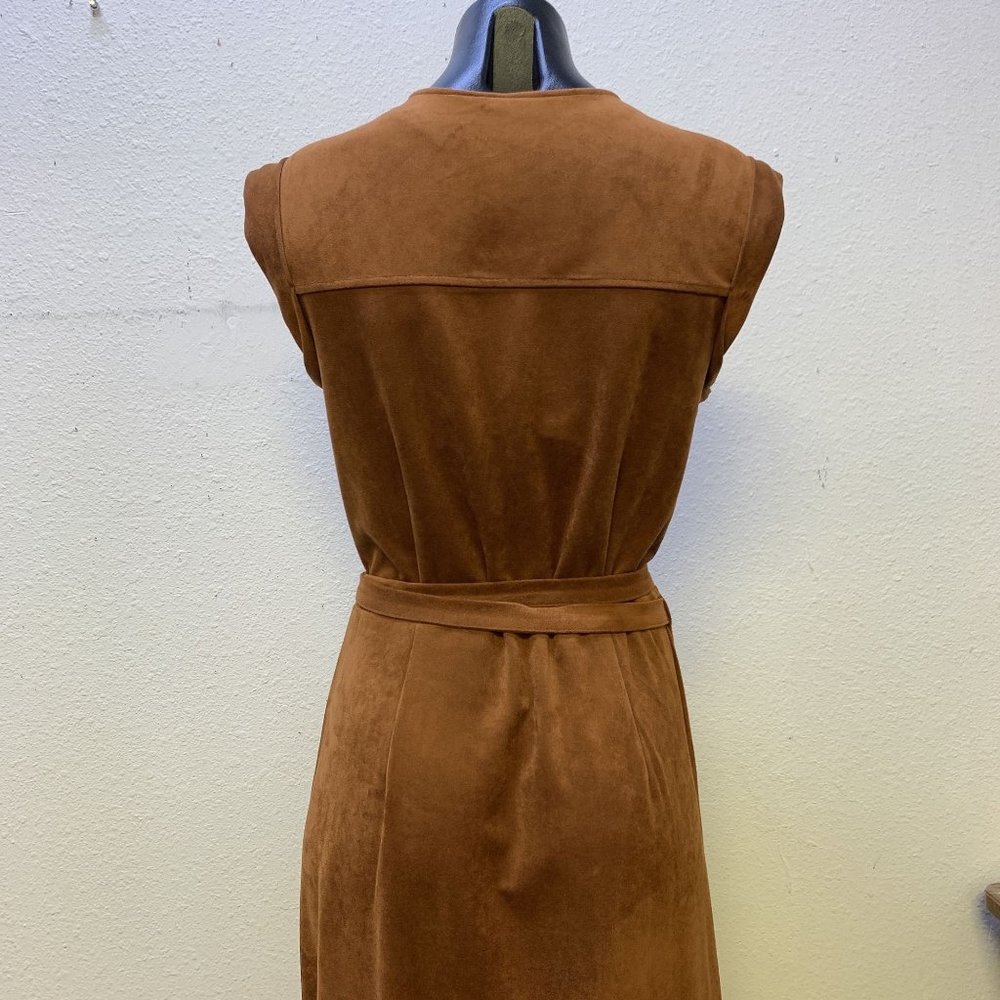 *Banana Republic Faux Suede Fabric Brown Wrap Dress Size 6 - Picture 5 of 8